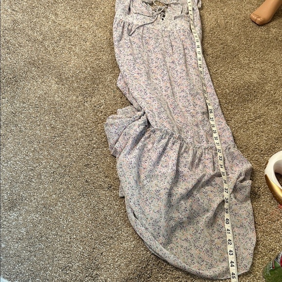 Floral Ruffle Sleeve Maxi Dress ruffle sleeve ditsy floral tiered violet Sz SM - Picture 7 of 9